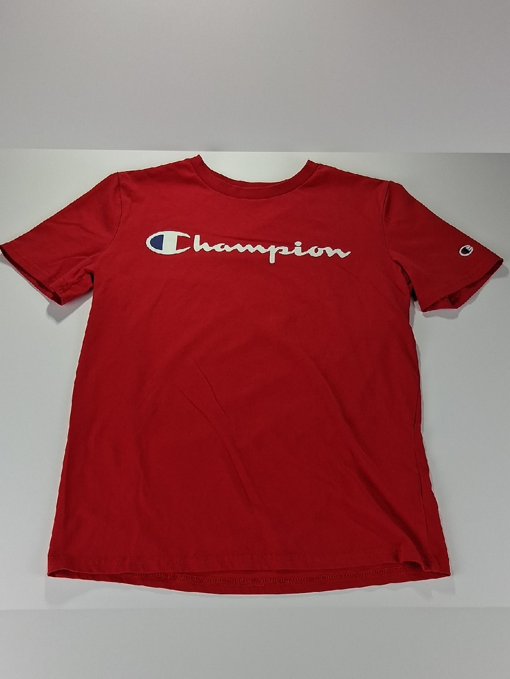 Boys Champion Red Short Sleeve Logo Tee Shirt Size Medium (10/12)